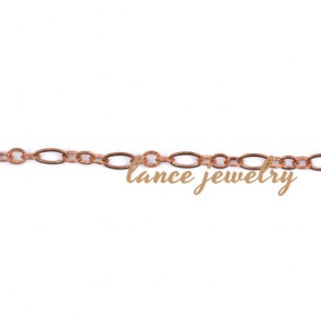 Oval rings alternating links copper chain with white or gold