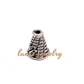 Zinc alloy pendant, a 10mm high circular cone shaped pendant,stright line snd oblique lines printed on the body