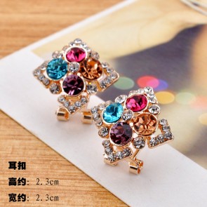 Colorful Diamond Stone Stud Girls Square Earring