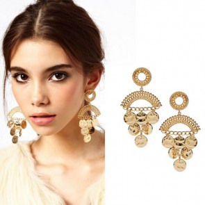 Ethnic Earrings Wholesale Trade Exaggerated Golden Disc Earrings