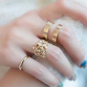 Korean Jewelry  Fabulous Three-piece Metal Joint Ring Blade Ms. Korean Jewelry Ring