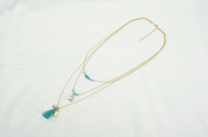 Lady Elegant Blue Color Tassel Necklace