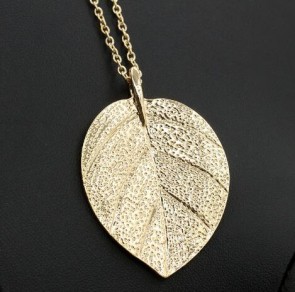 european gold vintage leaf pendant chain necklace