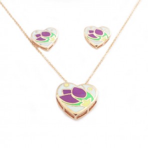 Purple Color Lotus Design Enamel Pendant  Fashion Necklace