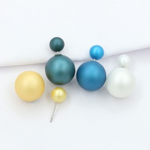  Wholesale Double Bead Colorful Candy Ball Stud Earring