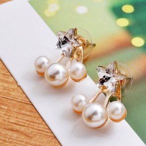  Shiny Star Clip on Latest Design of Pearl Earrings