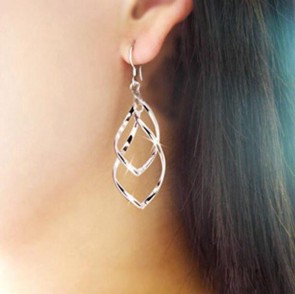 super shiny alloy earrings warp rhombus layers earring OL favorite earring wholesale