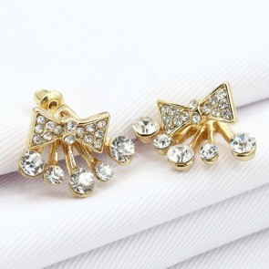 Korean Jewelry Wholesale Korea Bright Crown Diamond Bow Earrings