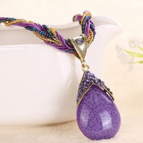Elegant Purple Women Teardrop Necklaces