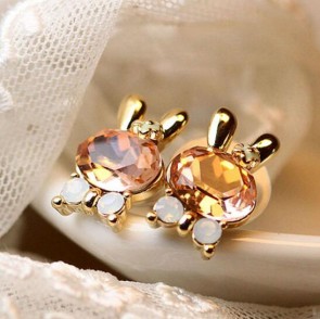 crystal rabbit ear bow earring rhinestone bowknot earrings