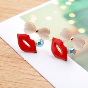 Hot Red Mouth Novelty Lady Christmas Earrings