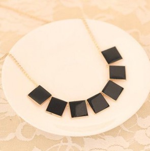 geometric square diamond necklace gold long chain necklace
