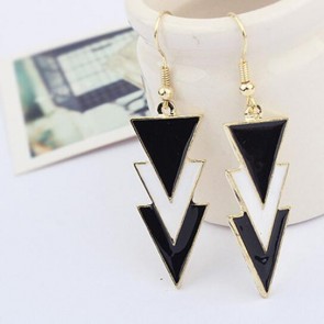 exaggerated elegant ear accessories triangle black white fashion earrings