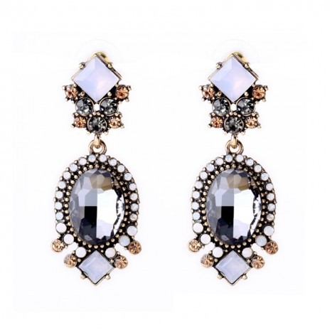 European and American Fashion Retro Exaggerated Opal Diamond Drop Earrings