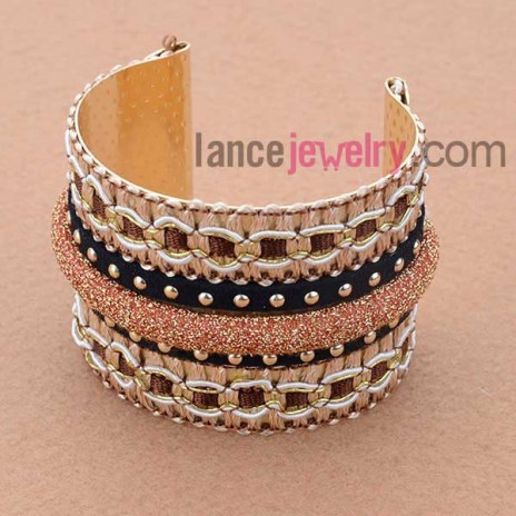 Classic iron bangle with mix color cord 