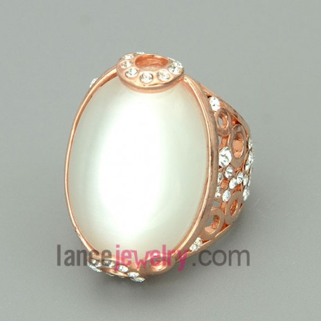 Pure white color gemstone decorated alloy rings