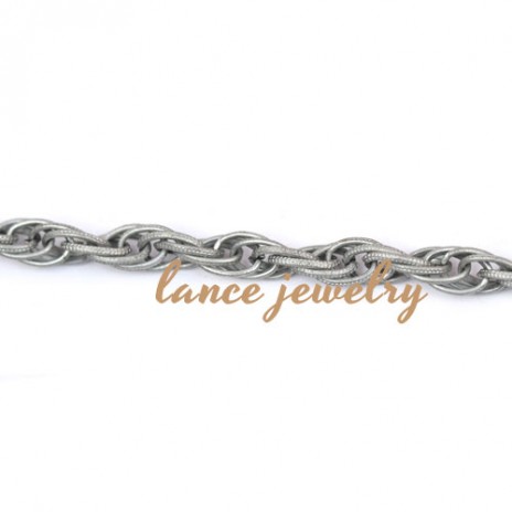 Cheap carved three rings iron chain in white or gold
