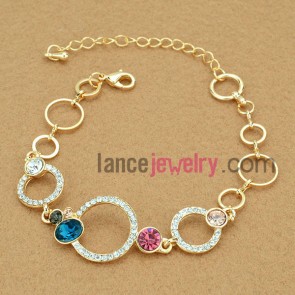 Nice circles model with rhinestone decoration bracelet 