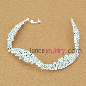 Delicate bracelet with nice rhinestone beads decoration