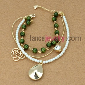 Fashion chain & beads decoration bracelet