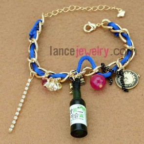 Original beer bottle model chain link bracelet