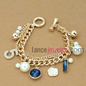 Sweet crystal decoration chain link bracelet