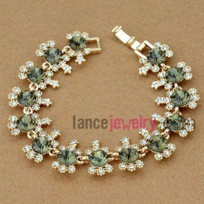 Shiny rhinestone decoration chain link bracelet