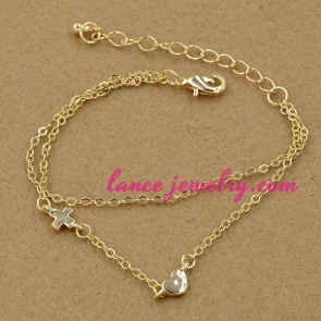Nice chain bracelet with heart and cross decoration