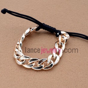Fashion CCB chain bracelet with soft cord weaving 