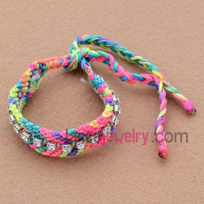 Mix color weaving cord bracelet