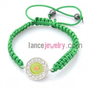 Striking green color bracelet with alloy parts