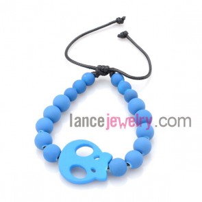 Elegant blue color acrylic beads bracelet with skeleton model findings