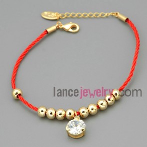 Original  beads & circular decoration chain link bracelet