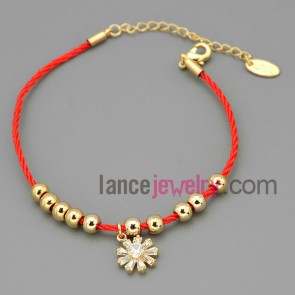 Mysterious sun flower & beads chain link bracelet