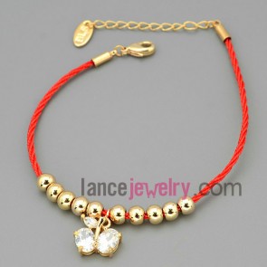 Exquisite beads & rhinestone chain link bracelet