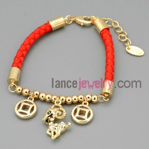 Original lamb & beads chain link bracelet