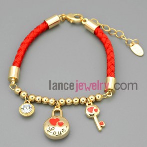 Sweet couples lock chain link bracelet
