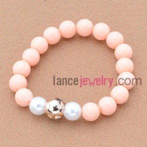 Pink color stone&pearll,alloy pendants bead bracelet.