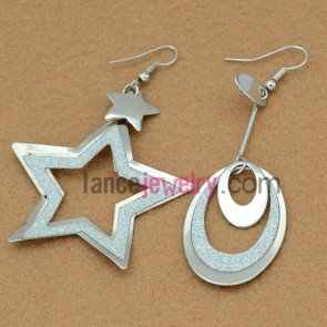 Special earrings with big size iron star model or droped rings decorated pearl powder