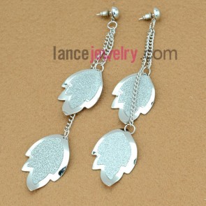 Cute earrings with many small size  iron pendant decorated shiny pearl powder