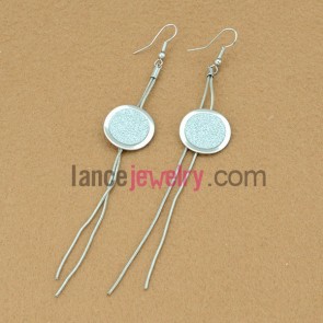 Nice earrings with iron circle pendant decorated shiny pearl powder 