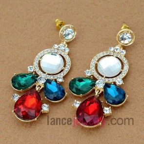 Special droplets model earrings decorated with real gold plating