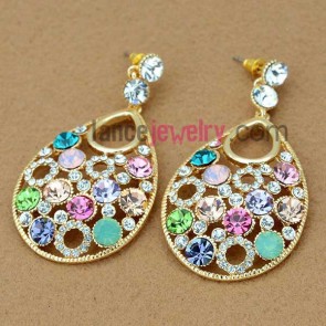 Unique drop earrings with crystal droplets decoration