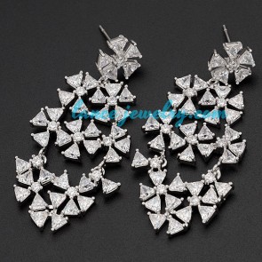 Fashion flower model decorated brass alloy earrings