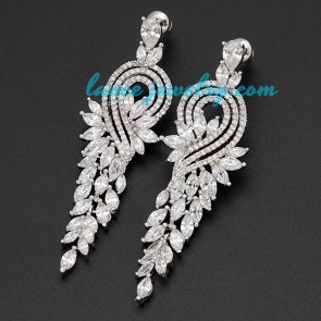 Original cubic zirconia & brass alloy decoration earrings