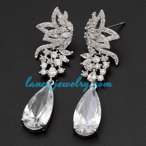 Fashion flower decorated brass alloy earrings