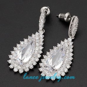 Retro earrings with cubic zirconia decoration