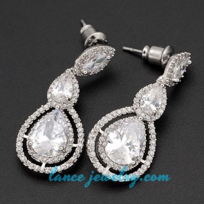 Exquisite earrings with cubic zirconia decoration