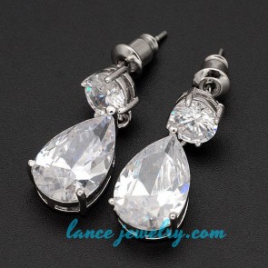 Glittering cubic zirconia pendants decoration earrings