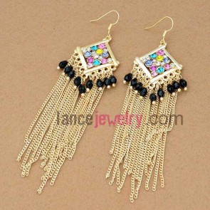 Attractive rhinestone decoration earrings